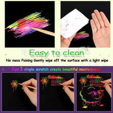 Load image into Gallery viewer, 2 Pack Rainbow Scratch Art Set Drawing Craft Black Magic Art Supplies Kit
