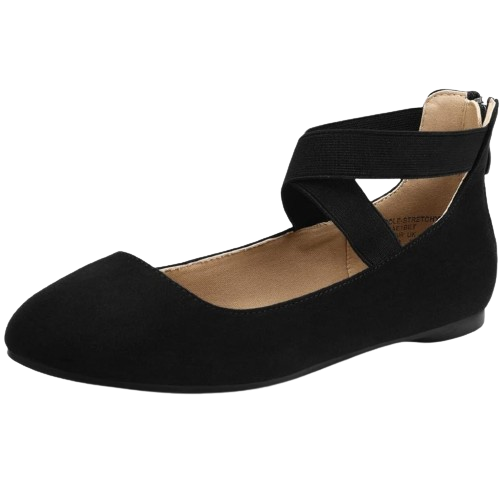 Sole_Stretchy Black Fashion Elastic Ankle Straps Flats Shoes Size 8.5 M US