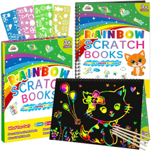 Load image into Gallery viewer, 2 Pack Rainbow Scratch Art Set Drawing Craft Black Magic Art Supplies Kit
