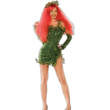 Load image into Gallery viewer, 3 pcs Ivy Green Sequin Strapless Mini Dress with Sleeves, Gloves &amp; Headpiece 14
