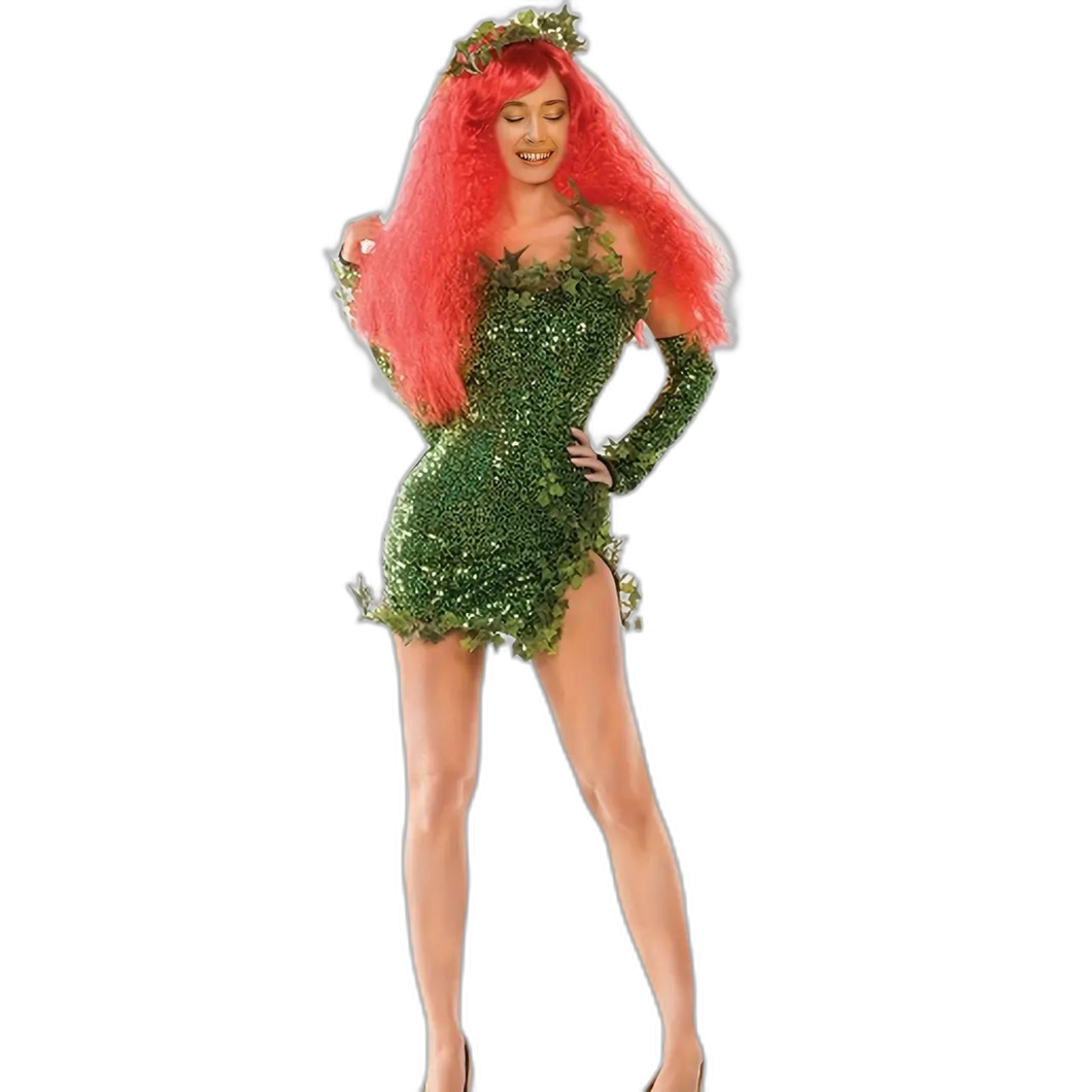 3 pcs Ivy Green Sequin Strapless Mini Dress with Sleeves, Gloves & Headpiece 14