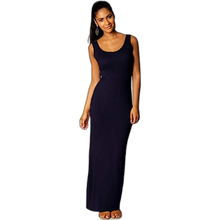 Load image into Gallery viewer, Casual Tank Dress Scoop Neck Sleeveless Slim Bodycon Racerback Maxi Dress Blue L
