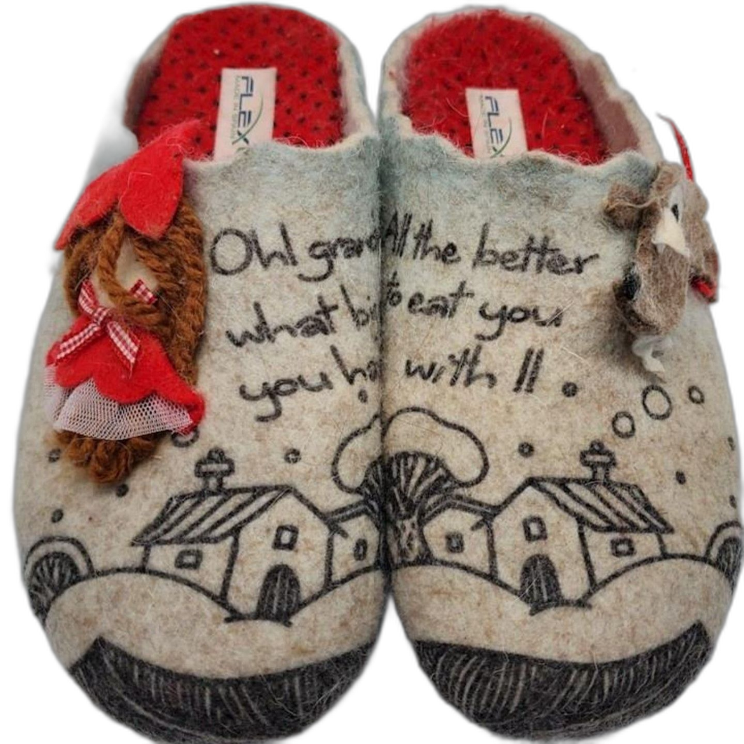 Spring Step Women’s Wool Little Red Riding Hood Fairy Tale Slippers Size 9