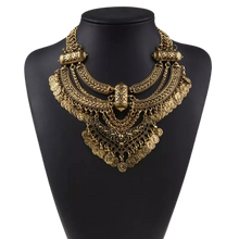 Load image into Gallery viewer, Crescent Moon Tassel Thick Chain Short Collarbone Necklace &amp; Earrings Zinc Alloy
