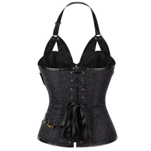 Load image into Gallery viewer, Plus Size Gothic Corset with Floral Jacquard Design and Tummy Control Black 18
