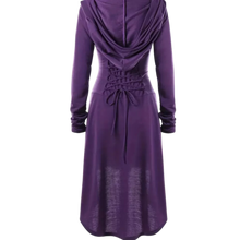 Load image into Gallery viewer, Long Sleeve Hooded Cosplay Dress for Women Purple Size 14 Front &amp; Back Lacing
