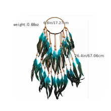 Load image into Gallery viewer, Western Style Blue Faux Feather Headband Indian Headwear Headdress Hair Acces
