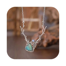 Load image into Gallery viewer, Zinc Alloy Necklace Intricate Antler Design &amp; Multi-Colored Resin Stone Pendant
