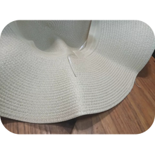 Load image into Gallery viewer, Sun Hat &amp; Polka Dot Mesh and Straw Material Ideal for Beach &amp; Outdoor Fun Beige
