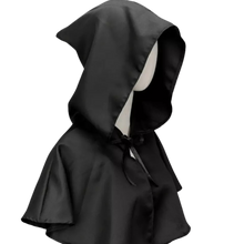 Load image into Gallery viewer, Medieval Black Wizard Cowl Dress Up Costume One Size Fits Most
