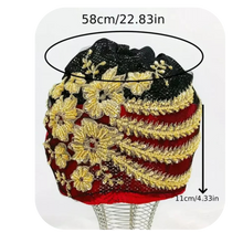 Load image into Gallery viewer, Red Beanie with Golden Beads Breathable Head Wrap and Chemo Cap Women &amp; Girls
