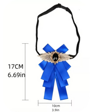 Load image into Gallery viewer, Navy Blue Diamond Ribbon With Flower Collar perfect very elegant
