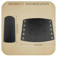 Load image into Gallery viewer, Pr Brown Renaissance Medieval Viking Bracers PU Leather Wolf Pattern Arm Guards
