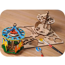 Load image into Gallery viewer, 3D wooden coloring model Merry-go-round + BONUS PAINT
