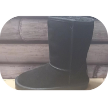 Load image into Gallery viewer, Snow Boots Cow Suede Leather Mid-calf Fur Lined Outdoor Ankle Booties Black,US6
