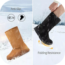 Load image into Gallery viewer, Snow Boots Cow Suede Leather Mid-calf Fur Lined Outdoor Ankle Booties Black,US6
