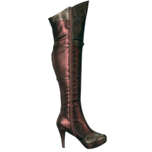 Load image into Gallery viewer, Ellie Shoes Women&#39;s Wonder Superhero Boots - Sexy Thigh High Heels Red Gold, 6
