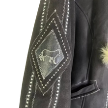 Load image into Gallery viewer, Vintage Women&#39;s Ameri Mode Faux Fur Embroidered Wolf Black Polyester Coat Size L
