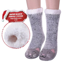 Load image into Gallery viewer, Thick Slipper Socks Grippers Non Slip Warm Fleece Lining Fluffy Fuzzy Socks 5-10
