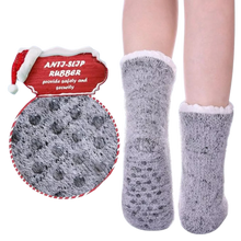 Load image into Gallery viewer, Thick Slipper Socks Grippers Non Slip Warm Fleece Lining Fluffy Fuzzy Socks 5-10
