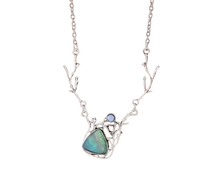 Load image into Gallery viewer, Zinc Alloy Necklace Intricate Antler Design &amp; Multi-Colored Resin Stone Pendant
