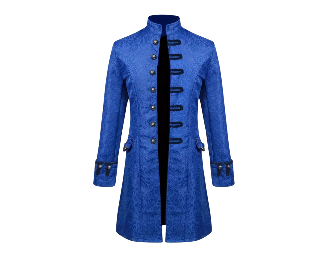 Renaissance Jacquard Tailcoat Medieval Masquerade Ball Cosplay Blue Size 46-48