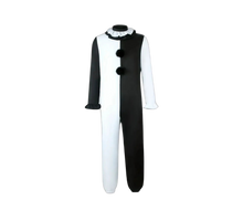 Load image into Gallery viewer, Large 2-Piece Men&#39;s Clown Costume Color Block Long Sleeve Jumpsuit Black &amp; White
