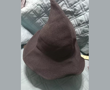 Load image into Gallery viewer, Lightweight Black Witch Hat Knitted Wizard Hat for Role Play Pointed Cap OSFM
