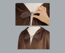 Load image into Gallery viewer, Elegant Brown Faux Suede Cloak Cosplay Vampire 39&quot; Long 2X Medieval Retro Cape
