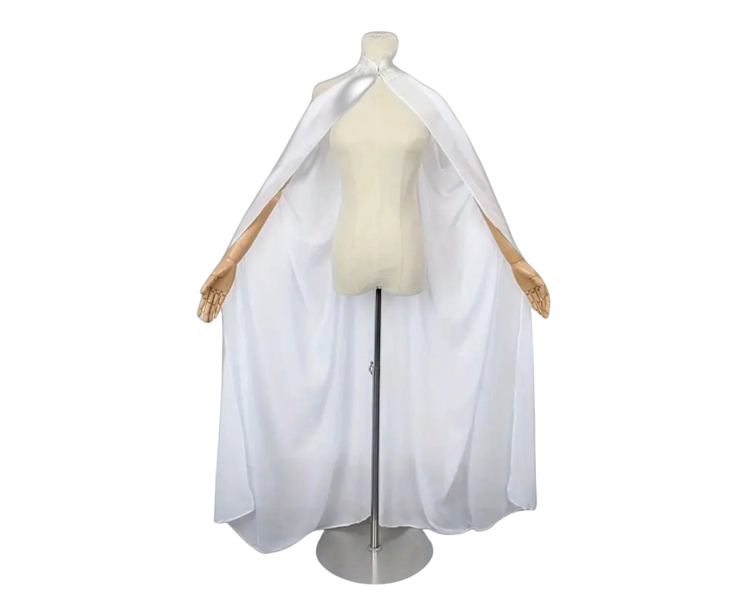 Elegant Chiffon Embroidered Halter Cape Cloak White Shawl Wrap