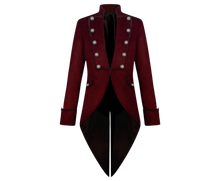 Load image into Gallery viewer, Burgundy Velveteen Double-Breasted double row of buttons Tailcoat Size 46-48
