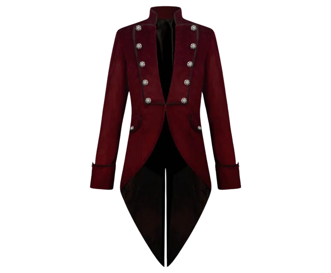 Burgundy Velveteen Double-Breasted double row of buttons Tailcoat Size 46-48