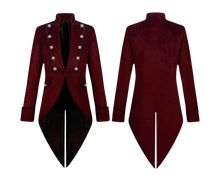 Load image into Gallery viewer, Burgundy Velveteen Double-Breasted double row of buttons Tailcoat Size 46-48
