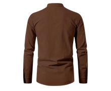 Load image into Gallery viewer, Long Sleeve Lace-Up Shirt Medieval Renaissance Pirate Redish Brown Size 44
