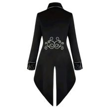 Load image into Gallery viewer, Embroidered Victorian Tailcoat Medieval Frock Coat Renaissance Black XXL 44
