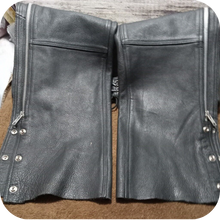 Load image into Gallery viewer, HUDSON LEATHER Black Motorcycle Riding Chaps Unisex Adjustable Waist Size Small
