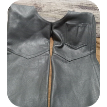 Load image into Gallery viewer, HUDSON LEATHER Black Motorcycle Riding Chaps Unisex Adjustable Waist Size Small
