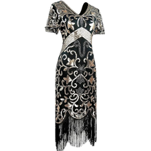 Load image into Gallery viewer, 1920s Sequins Gatsby Cocktail Flapper Dresses Small Black Silver
