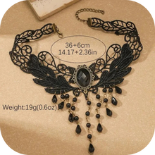 Load image into Gallery viewer, Gothic Multilayer Black Crystal Black Lace Necklace Club Decor Neck Jewelry
