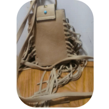 Load image into Gallery viewer, MUDD Tan Fringe Crossbody Phone Bag Boho Western Faux Turquoise Pre-owned
