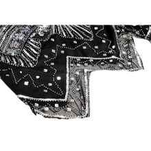 Load image into Gallery viewer, 1920s Sequins Gatsby Cocktail Flapper Dress Medium Black Silver
