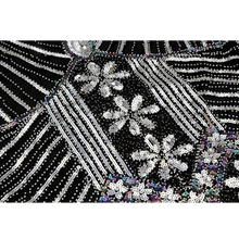 Load image into Gallery viewer, 1920s Sequins Gatsby Cocktail Flapper Dress Medium Black Silver
