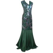 Load image into Gallery viewer, 1920&#39;S Mermaid Flapper Gown Party Evening Dress With Accessories Set Green Large
