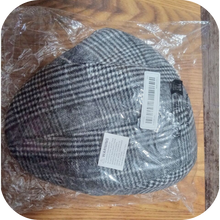 Load image into Gallery viewer, Adjustable British Style Peaked Cap Grey Plaid
