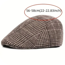 Load image into Gallery viewer, Adjustable British Style Peaked Cap Grey Plaid
