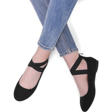 Load image into Gallery viewer, Sole_Stretchy Black Fashion Elastic Ankle Straps Flats Shoes Size 8.5 M US
