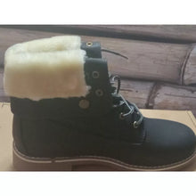 Load image into Gallery viewer, Montreal Black Faux Fur Winter Combat Boots Ankle Bootie Size 10.5 B(M) US
